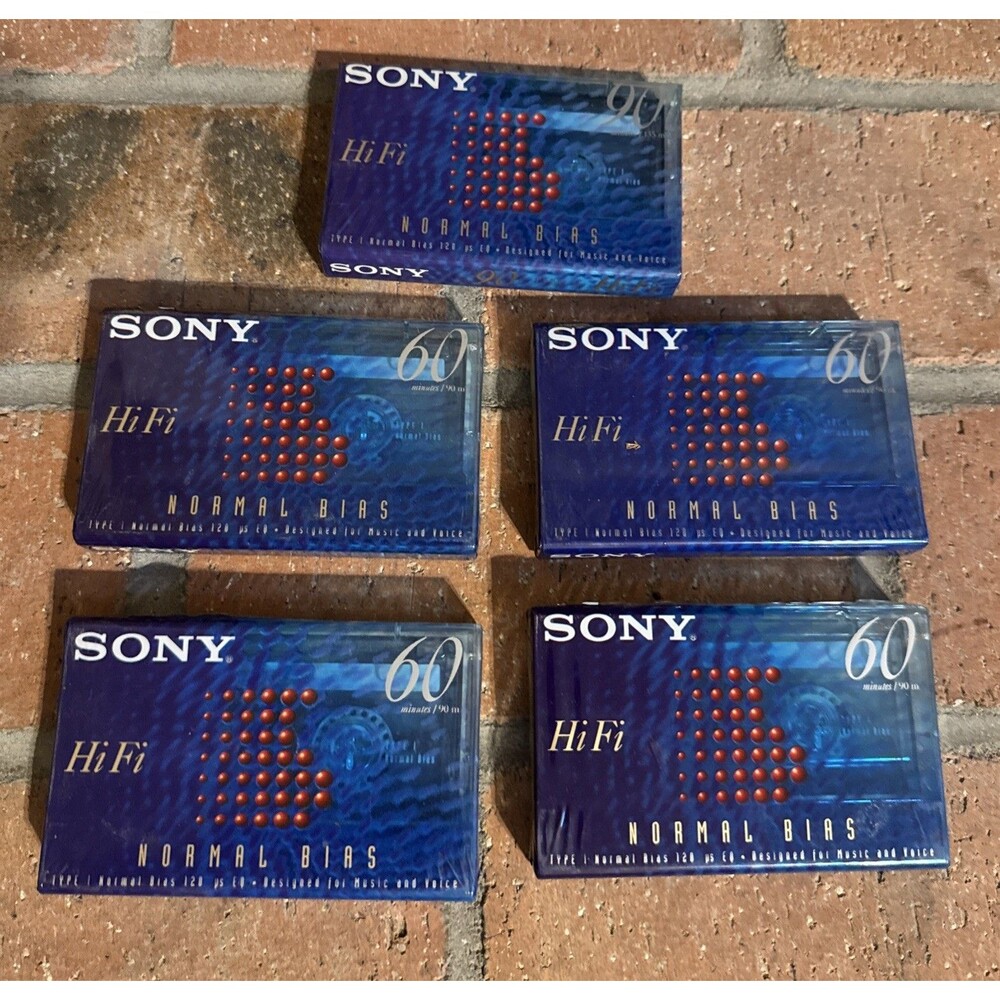 SONY HiFi 60/90 Minute Blank Normal Bias Cassette Tapes Sealed NEW 4/60 & 1/90